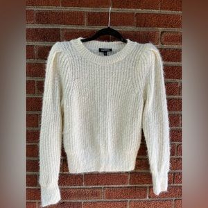 Express Cream Sweater with shoulder pads XS